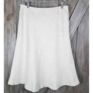 Talbots A-Line Skirt Cream Linen w/Silver Metallic Sz 8 Holiday Sparkle Party